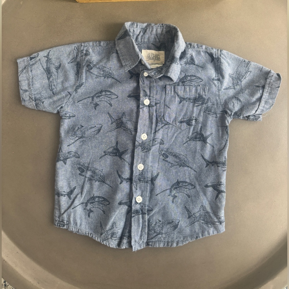 Alex & Jack Shark Adventure Kids Button Down Shirt Size 4T